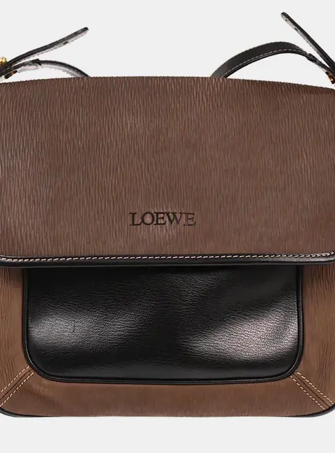Loewe Black Brown Leather Velazquez Shoulder Bag