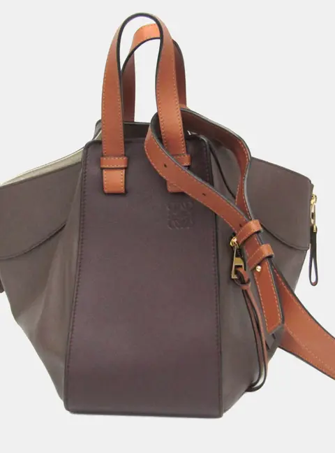 Loewe Hammock Small Leather Handbag Shoulder Bag Camel Dark Purple Gray