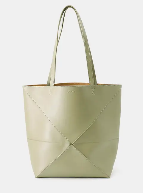 Loewe Puzzle Fold Moss Green Calfskin Leather Tote Bag