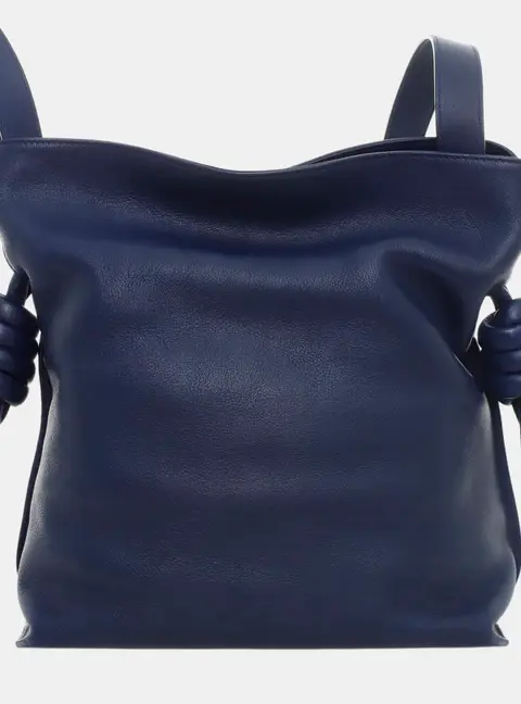 Loewe Flamenco Navy Blue Napa Calfskin Leather Knotted Shoulder Bag