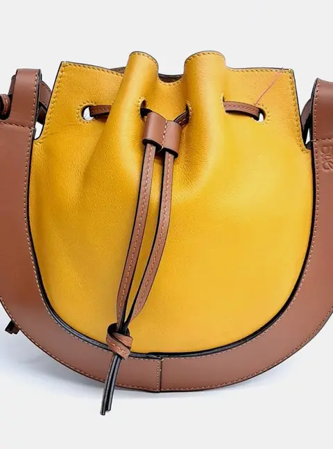 Loewe Horseshoe Small Yellow Brown Calfskin Leather Crossbody Bag