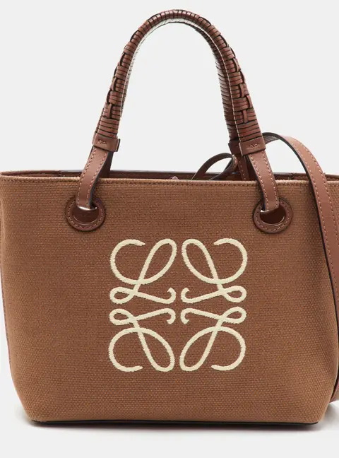 Loewe Anagram Brown Canvas and Leather Tote
