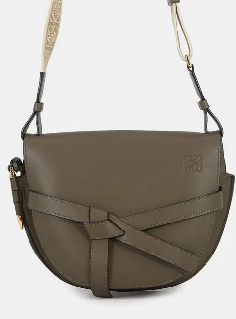 Loewe Gate Dual Mini Olive Calfskin Leather Crossbody Bag