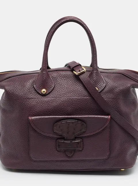 Loewe May Purple Leather and Ostrich Satchel
