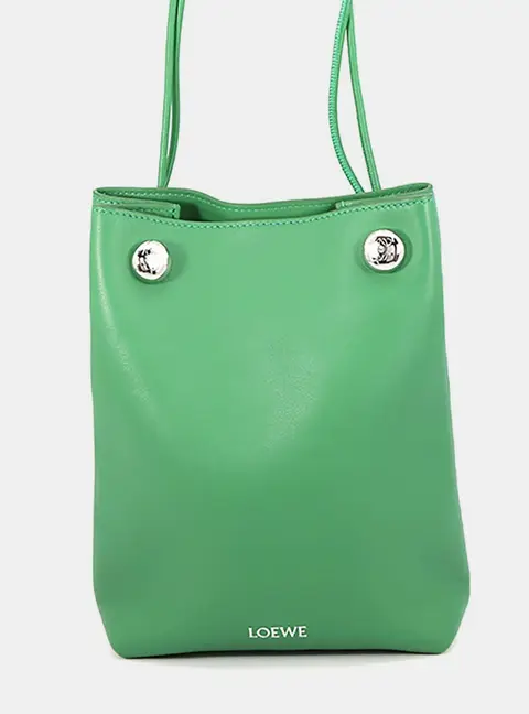 Loewe Pebble Pouch Mini Green Smooth Calfskin Leather Shoulder Bag
