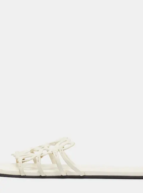 Loewe Petal Anagram Size 41 Off White Leather Flat Slide