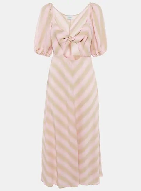 Longchamp Pink/Beige Crepe Knot Detail Cut-Out Midi Dress M