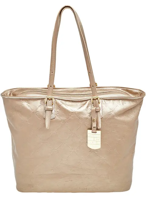 Longchamp Gold Leather Large LM Cuir Shopping Tote