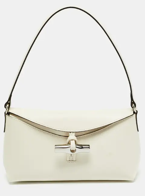 Longchamp Le Roseau Small Off White Leather Hobo
