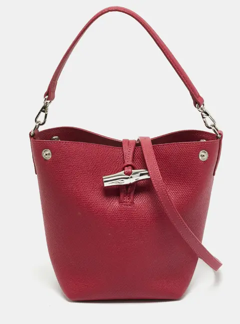 Longchamp Le Roseau Red Leather Hobo