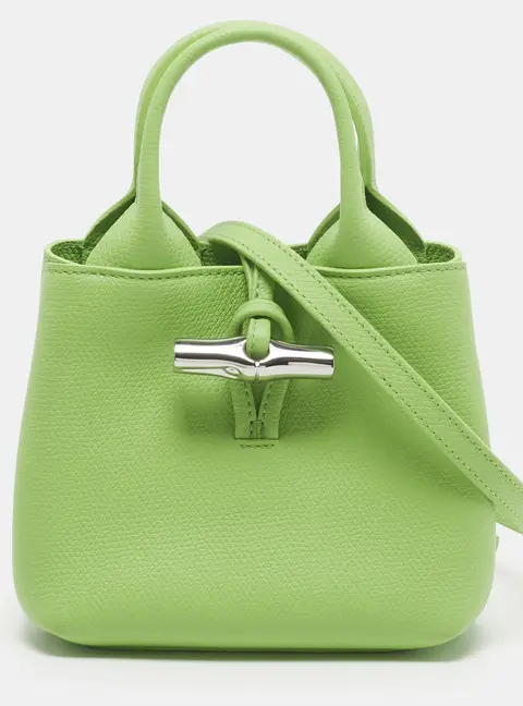 Longchamp Le Roseau XS Green Leather Tote