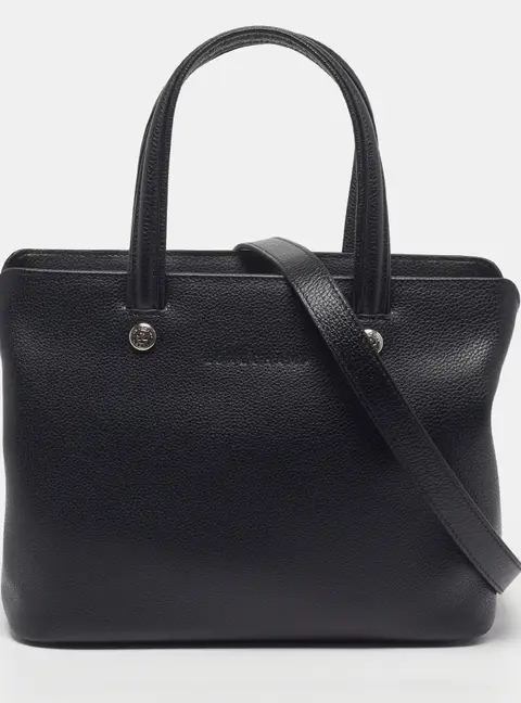 Longchamp Le Foulonne Black Leather Satchel