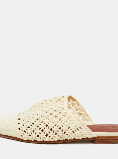 Loro Piana Size 35.5 Cream Crochet Mules