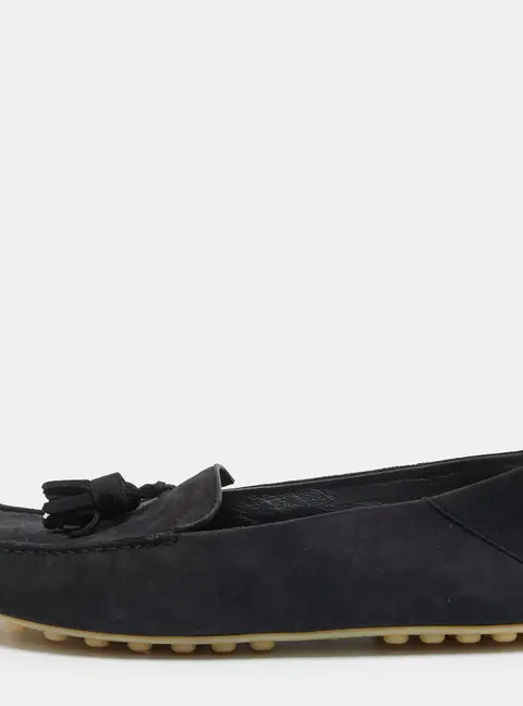 Loro Piana Dot Sole Walk Size 38.5 Black Suede Loafers