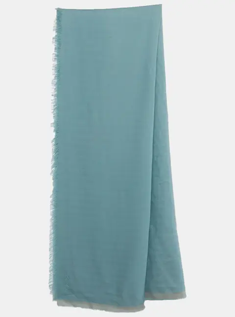 Loro Piana Turquoise Stripe Pattern Wool Scarf