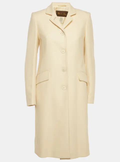 Loro Piana Vintage Cream Textured Cashmere Coat M