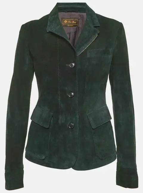 Loro Piana Blue Suede Zip-Up Jacket M