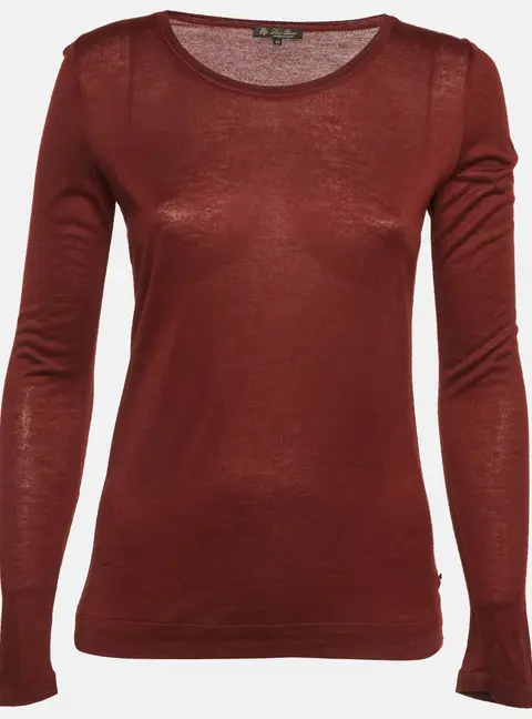 Loro Piana Red Jersey Crew Neck Top S