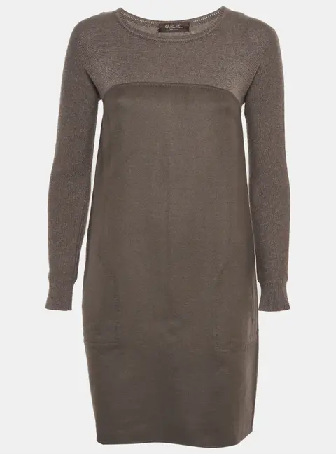 Loro Piana Grey Knit and Felt Short Dress S
