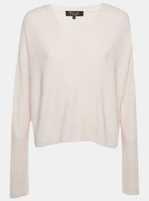 Loro Piana Pink Patterned Baby Cashmere Knit Sweater XS
