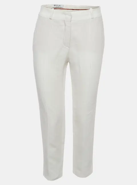 Loro Piana Off White Linen Regular Fit Trousers S