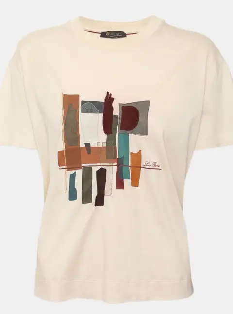 Loro Piana Cream Applique Cotton T-Shirt M