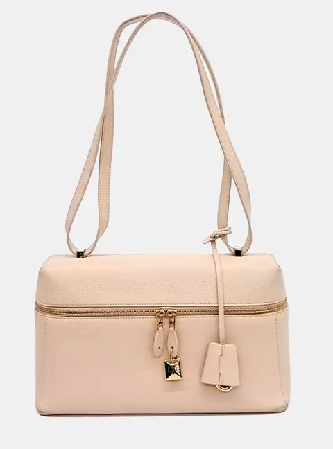 Loro Piana Extra L27 Pink Grained Leather Shoulder Bag
