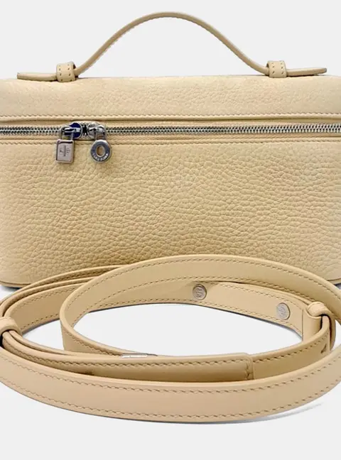 Loro Piana Extra Pocket L19 Yellow Grained Leather Pouch Bag