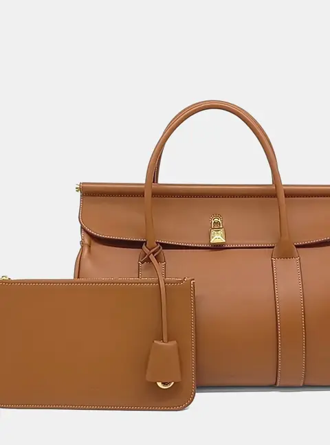 Loro Piana Roombag L32 Brown Leather Top Handle Bag