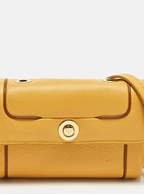 Loro Piana Flap Mustard Leather Crossbody Bag