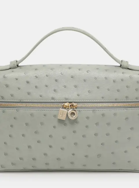 Loro Piana Grey Ostrich Extra Pocket L27 Pouch