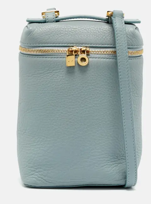 Loro Piana Pouch Light Blue Leather Crossbody Bag