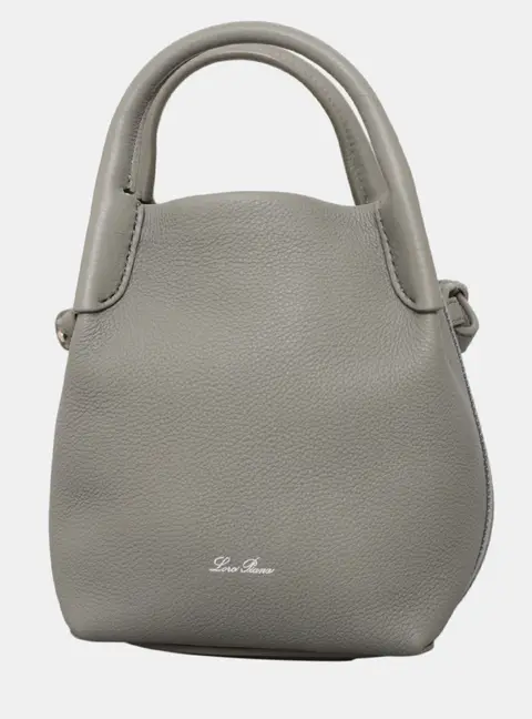 Loro Piana Micro Bale Bag Sage Green Grained Calfskin Leather Top Handle Bag