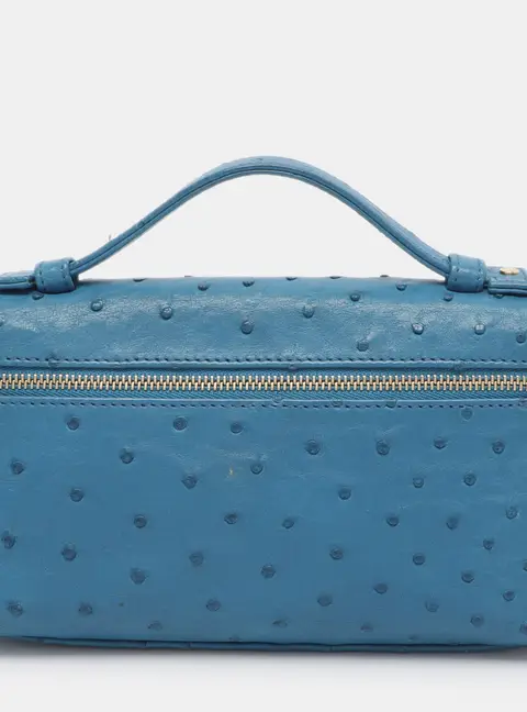 Loro Piana L19 Extra Pocket Blue Ostrich Pouch