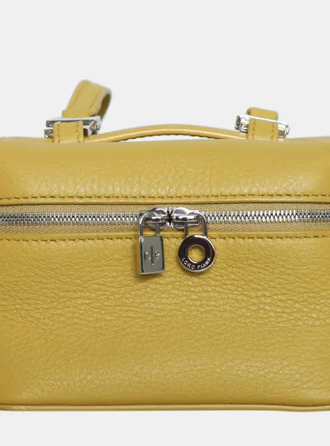 Loro Piana Extra Pocket L11.5 Yellow Grained Leather Top Handle Bag