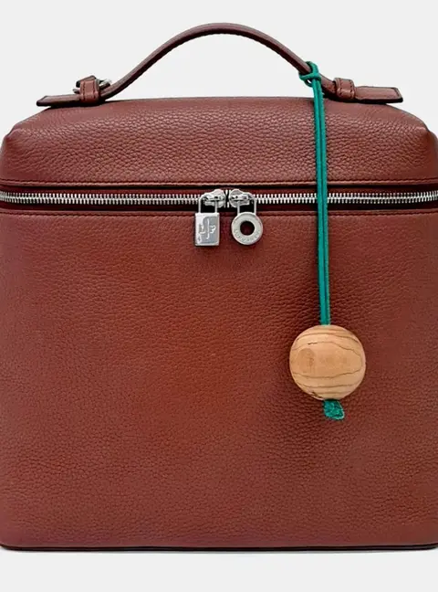 Loro Piana Extra Pocket Brown Grained Leather Backpack Bag