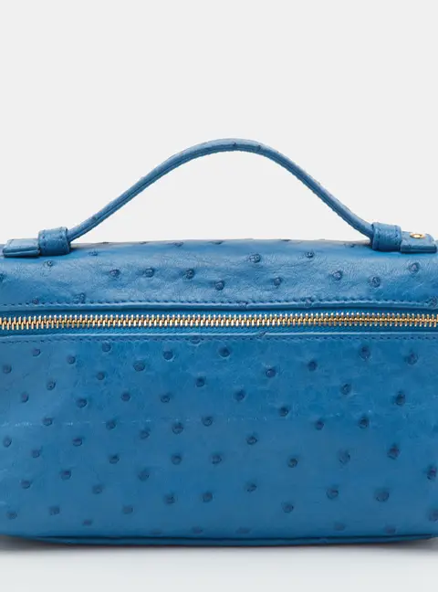 Loro Piana L19 Extra Pocket Blue Ostrich Pouch
