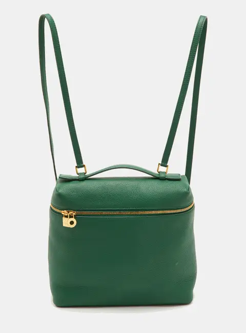 Loro Piana Extra Pocket L23.5 Green Leather Backpack