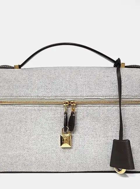 Loro Piana Extra Bag L27 Grey Felt Handbag