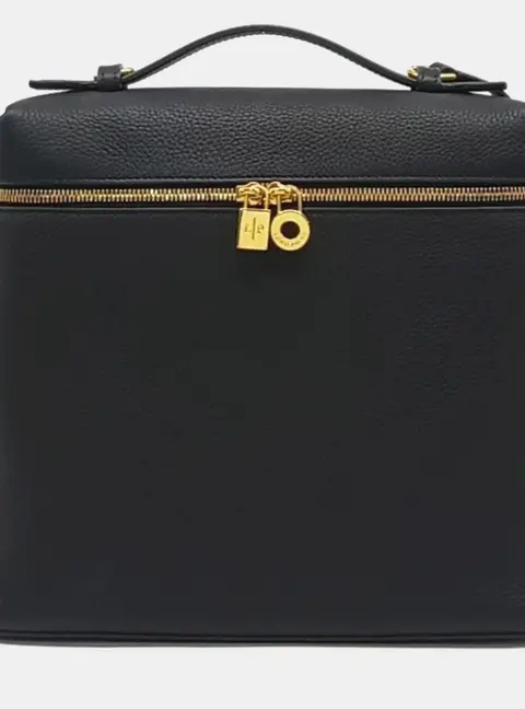 Loro Piana Black Leather Extra Pocket Backpack