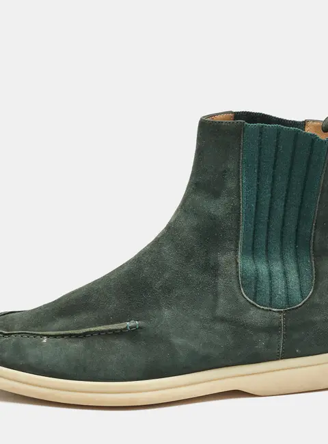 Loro Piana Green Stretch Band and Suede Ankle Length Boots Size 36