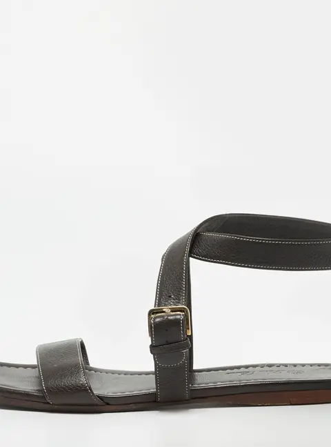 Loro Piana Size 39 Brown Leather Ankle Strap Sandals