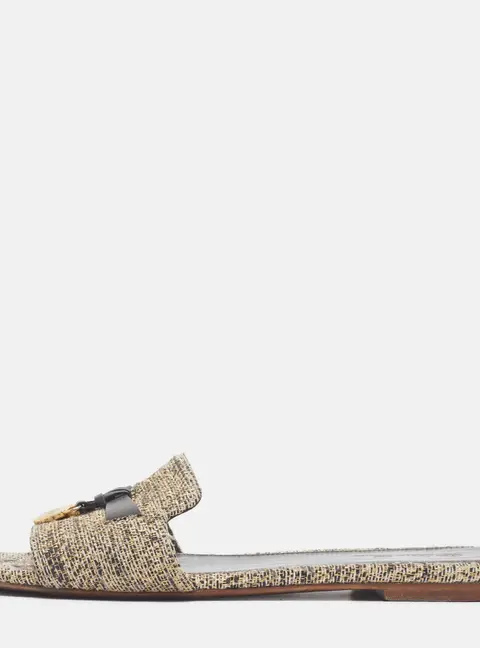 Loro Piana Summer Charms Walk Size 40 Brown/Cream Tweed Flat Sandals