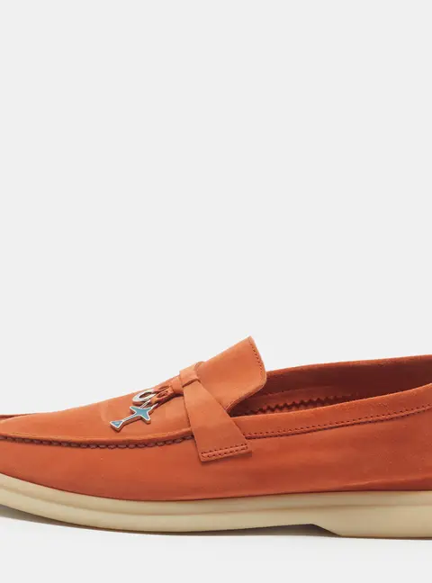 Loro Piana Summer Walk Size 37 Orange Suede Loafers