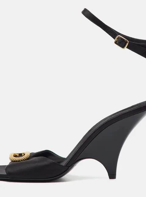 Loro Piana Olympia Size 41 Black Satin Ankle Strap Sandals