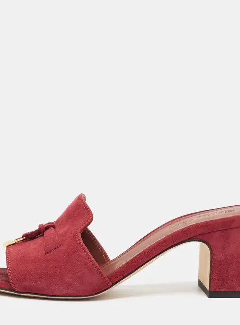 Loro Piana Summer Charms Walk Size 36 Burgundy Suede Slide Sandals
