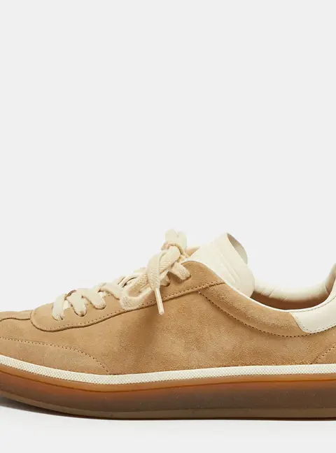 Loro Piana Tennis Walk Size 36 Beige/Cream Leather and Suede Low Top Sneakers
