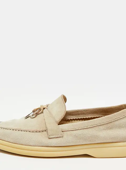 Loro Piana Summer Charms Walk Size 36 Grey Suede Loafers