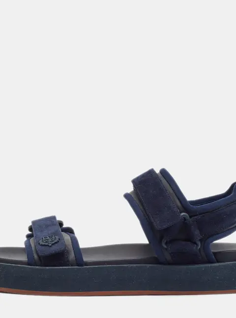 Loro Piana Waikiki Size 36 Navy Blue Suede Flat Sandals