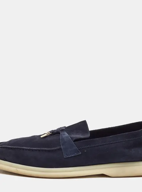 Loro Piana Summer Walk Size 39.5 Navy Blue Suede Loafers
